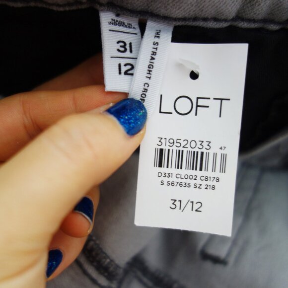 LOFT High Rise The Straight Crop Jeans in Grey Wash (W31/12) NWT! - Picture 11 of 12
